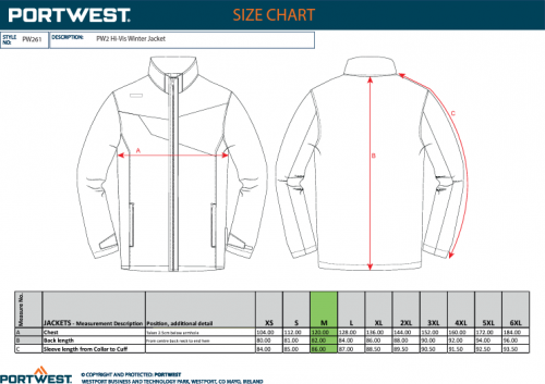 Jacheta Hi-Vis de iarna, portocaliu/negru, regular, PW2, Portwest